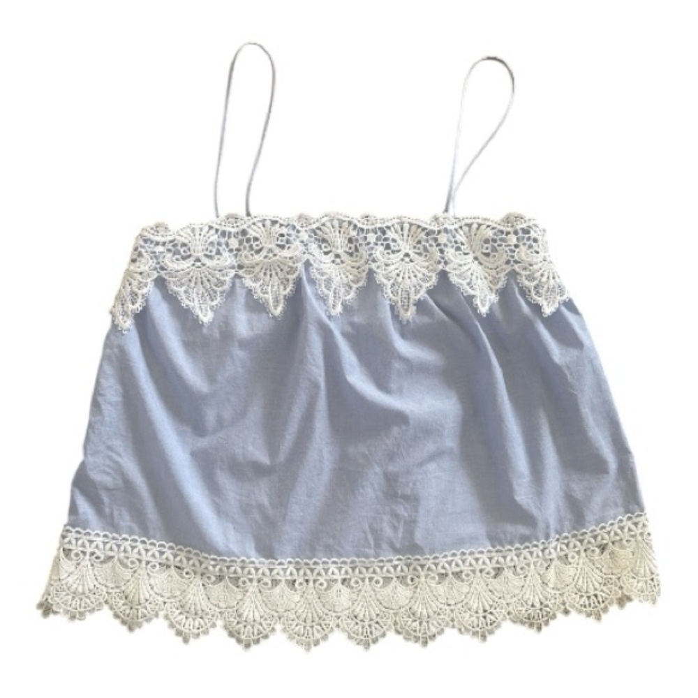Express Blue and White Lace Trim Camisole